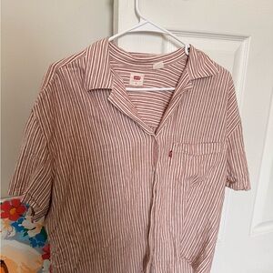 Levi's Red and White Stripe Short-Sleeve Button-Down Shirt